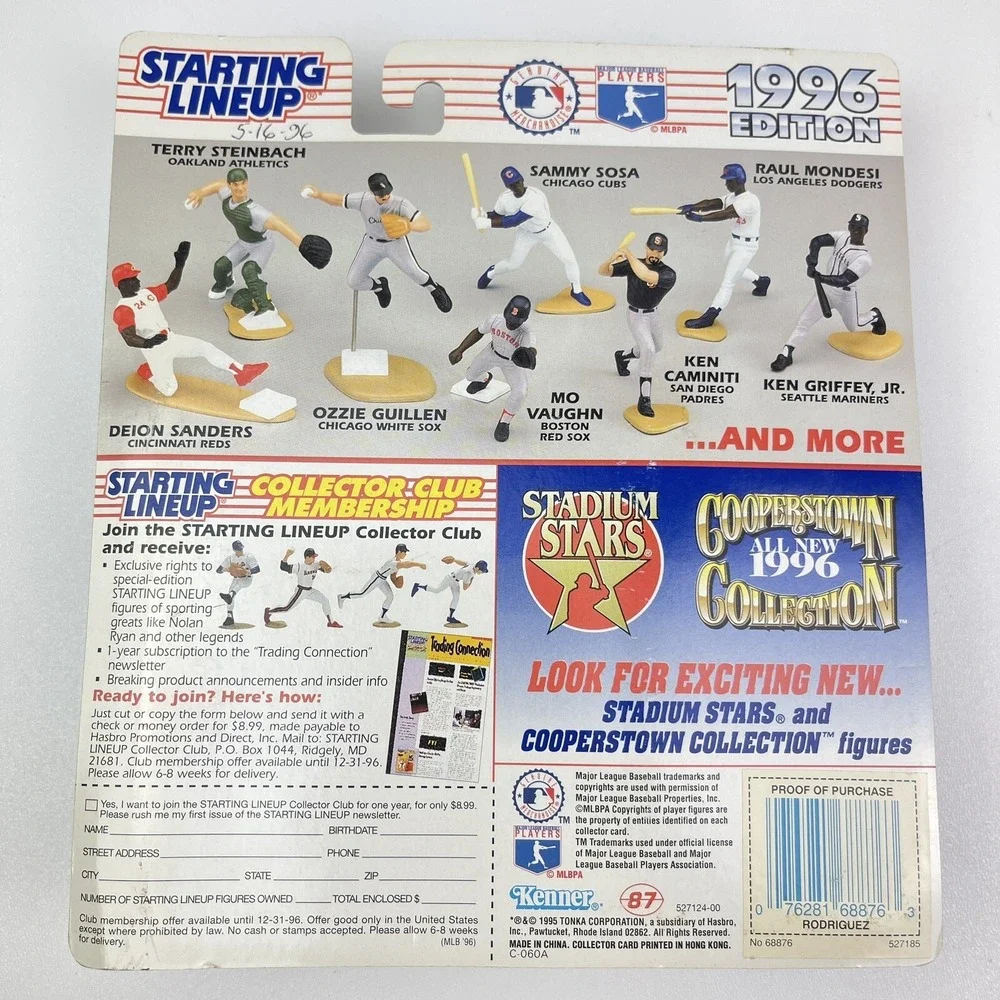 Starting Lineup 1996 Ivan Rodriguez Texas Rangers Action Figure Card